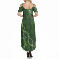 Hawaiian Quilt Summer Maxi Dress Pele Hair Hinahina Lei Green Version LT05 - Polynesian Pride