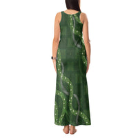 Hawaiian Quilt Tank Maxi Dress Pele Hair Hinahina Lei Green Version LT05 - Polynesian Pride