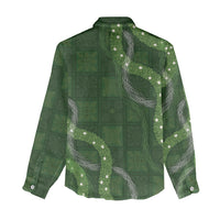 Hawaiian Quilt Women Casual Shirt Pele Hair Hinahina Lei Green Version