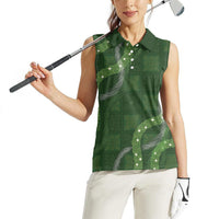 Hawaiian Quilt Women Sleeveless Polo Shirt Pele Hair Hinahina Lei Green Version