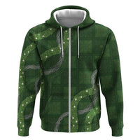 Hawaiian Quilt Zip Hoodie Pele Hair Hinahina Lei Green Version LT05 Zip Hoodie Green - Polynesian Pride