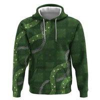 Hawaiian Quilt Zip Hoodie Pele Hair Hinahina Lei Green Version LT05 Pullover Hoodie Green - Polynesian Pride