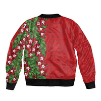 Tonga Language Week Bomber Jacket Heilala Floral Red