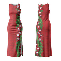 Tonga Language Week Couples Matching Tank Maxi Dress and Hawaiian Shirt Heilala Floral Red