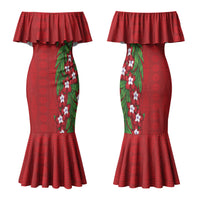 Tonga Language Week Family Matching Mermaid Dress and Hawaiian Shirt Heilala Floral Red LT05 Mom's Dress Red - Polynesian Pride