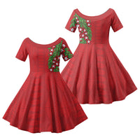 Tonga Language Week Family Matching Off Shoulder Short Dress and Hawaiian Shirt Heilala Floral Red LT05 Daughter's Dress Red - Polynesian Pride