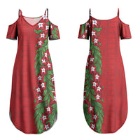 Tonga Language Week Family Matching Summer Maxi Dress and Hawaiian Shirt Heilala Floral Red LT05 Mom's Dress Red - Polynesian Pride