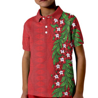 Tonga Language Week Kid Polo Shirt Heilala Floral Red