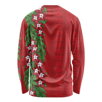Tonga Language Week Long Sleeve Shirt Heilala Floral Red