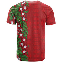 Tonga Language Week T Shirt Heilala Floral Red