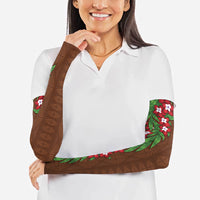 Tonga Language Week Arm Sleeves Heilala Floral Brown LT05 - Polynesian Pride