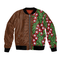 Tonga Language Week Bomber Jacket Heilala Floral Brown
