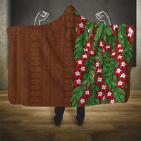 Tonga Language Week Hooded Blanket Heilala Floral Brown LT05 - Polynesian Pride