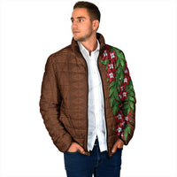 Tonga Language Week Padded Jacket Heilala Floral Brown LT05 - Polynesian Pride