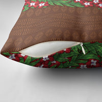 Tonga Language Week Pillow Cover Heilala Floral Brown LT05 - Polynesian Pride
