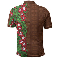 Tonga Language Week Polo Shirt Heilala Floral Brown