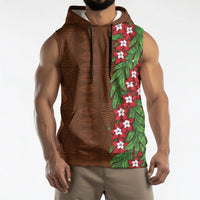 Tonga Language Week Sleeveless Hoodie Heilala Floral Brown