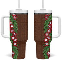 Tonga Language Week Tumbler With Handle Heilala Floral Brown