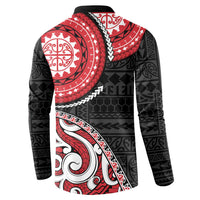 New Zealand Red Maori Koru Simple Style Button Sweatshirt LT05 - Polynesian Pride