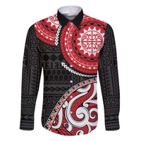 New Zealand Red Maori Koru Simple Style Family Matching Mermaid Dress and Hawaiian Shirt