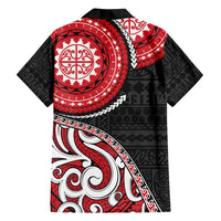 New Zealand Red Maori Koru Simple Style Family Matching Off Shoulder Maxi Dress and Hawaiian Shirt LT05 - Polynesian Pride