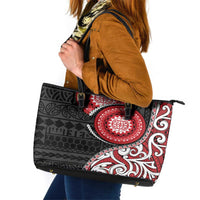 New Zealand Red Maori Koru Simple Style Leather Tote Bag LT05 Red - Polynesian Pride