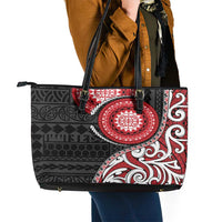 New Zealand Red Maori Koru Simple Style Leather Tote Bag LT05 - Polynesian Pride