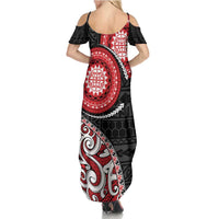 New Zealand Red Maori Koru Simple Style Summer Maxi Dress LT05 - Polynesian Pride