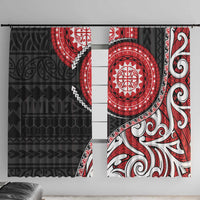 New Zealand Red Maori Koru Simple Style Window Curtain LT05 With Hooks Red - Polynesian Pride