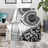 New Zealand White Maori Koru Simple Style Blanket LT05 - Polynesian Pride