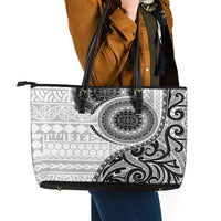 New Zealand White Maori Koru Simple Style Leather Tote Bag LT05 - Polynesian Pride