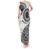 New Zealand White Maori Koru Simple Style Tank Maxi Dress LT05 Women White - Polynesian Pride