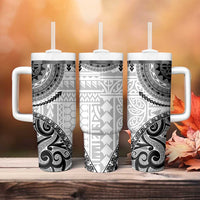 New Zealand White Maori Koru Simple Style Tumbler With Handle LT05 - Polynesian Pride