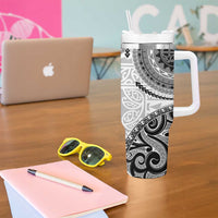 New Zealand White Maori Koru Simple Style Tumbler With Handle LT05 - Polynesian Pride