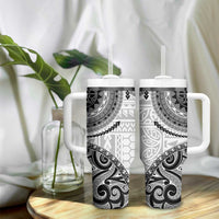 New Zealand White Maori Koru Simple Style Tumbler With Handle LT05 - Polynesian Pride
