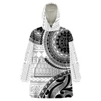 New Zealand White Maori Koru Simple Style Wearable Blanket Hoodie LT05 One Size White - Polynesian Pride