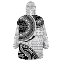 New Zealand White Maori Koru Simple Style Wearable Blanket Hoodie LT05 - Polynesian Pride