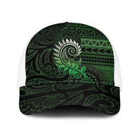 New Zealand Maori Koru Fern Baseball Net Cap Spiral Polynesian Style Green LT05 One Size White Green - Polynesian Pride