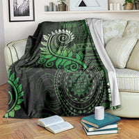 New Zealand Maori Koru Fern Blanket Spiral Polynesian Style Green LT05 Green - Polynesian Pride