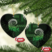 New Zealand Maori Koru Fern Ceramic Ornament Spiral Polynesian Style Green