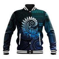 New Zealand Maori Koru Fern Baseball Jacket Spiral Polynesian Style Aqua Gradient LT05 Unisex Aqua - Polynesian Pride