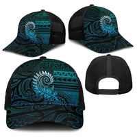 New Zealand Maori Koru Fern Baseball Net Cap Spiral Polynesian Style Aqua Gradient LT05 - Polynesian Pride