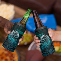 New Zealand Maori Koru Fern 4 in 1 Can Cooler Tumbler Spiral Polynesian Style Aqua Gradient