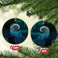 New Zealand Maori Koru Fern Ceramic Ornament Spiral Polynesian Style Aqua Gradient LT05 Circle Aqua - Polynesian Pride