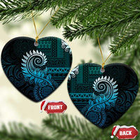 New Zealand Maori Koru Fern Ceramic Ornament Spiral Polynesian Style Aqua Gradient LT05 Heart Aqua - Polynesian Pride