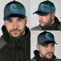 New Zealand Maori Koru Fern Classic Cap Spiral Polynesian Style Aqua Gradient - Polynesian Pride