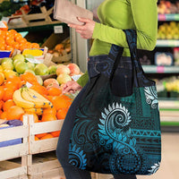 New Zealand Maori Koru Fern Grocery Bag Spiral Polynesian Style Aqua Gradient