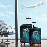 New Zealand Maori Koru Fern Luggage Cover Spiral Polynesian Style Aqua Gradient