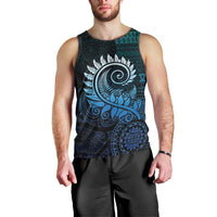 New Zealand Maori Koru Fern Men Tank Top Spiral Polynesian Style Aqua Gradient LT05 - Polynesian Pride