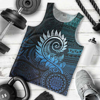 New Zealand Maori Koru Fern Men Tank Top Spiral Polynesian Style Aqua Gradient LT05 - Polynesian Pride